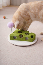 Cheese Wedge Cat Puzzle with Spring Teaser