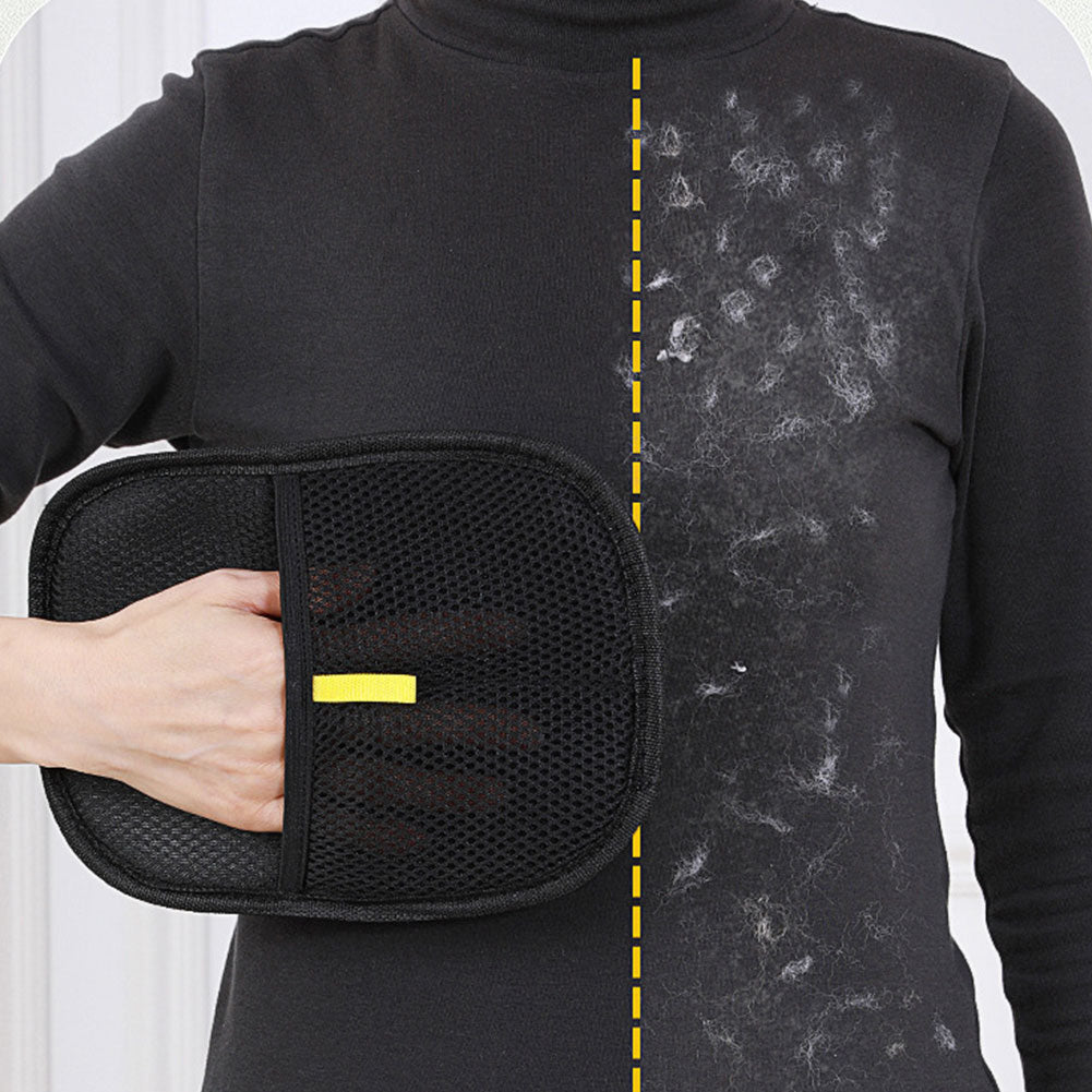 Before and after: pet hair removed from a black top