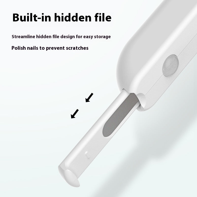 Hidden nail file tucked inside the handle