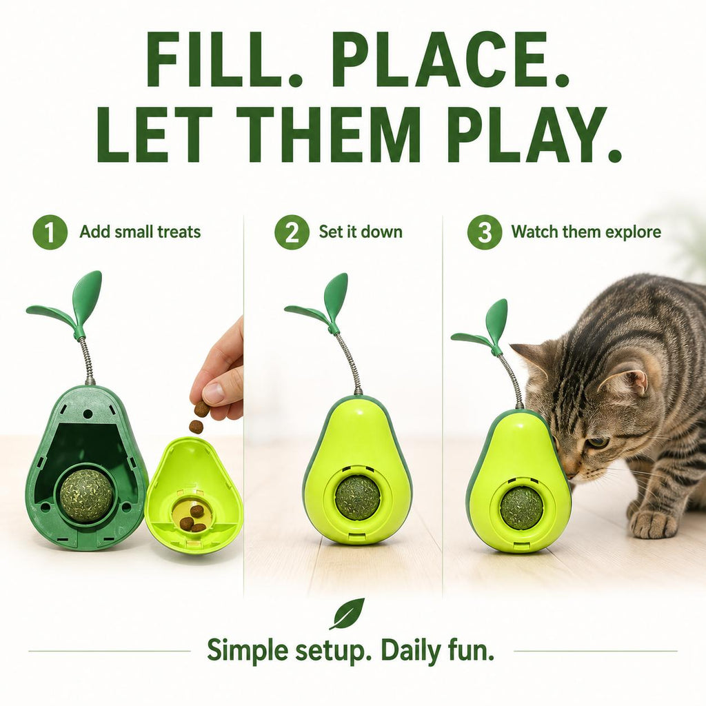 Avocado Wobble Cat Toy with Catnip Ball