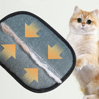 Loose cat fur collected in a line on the mitt