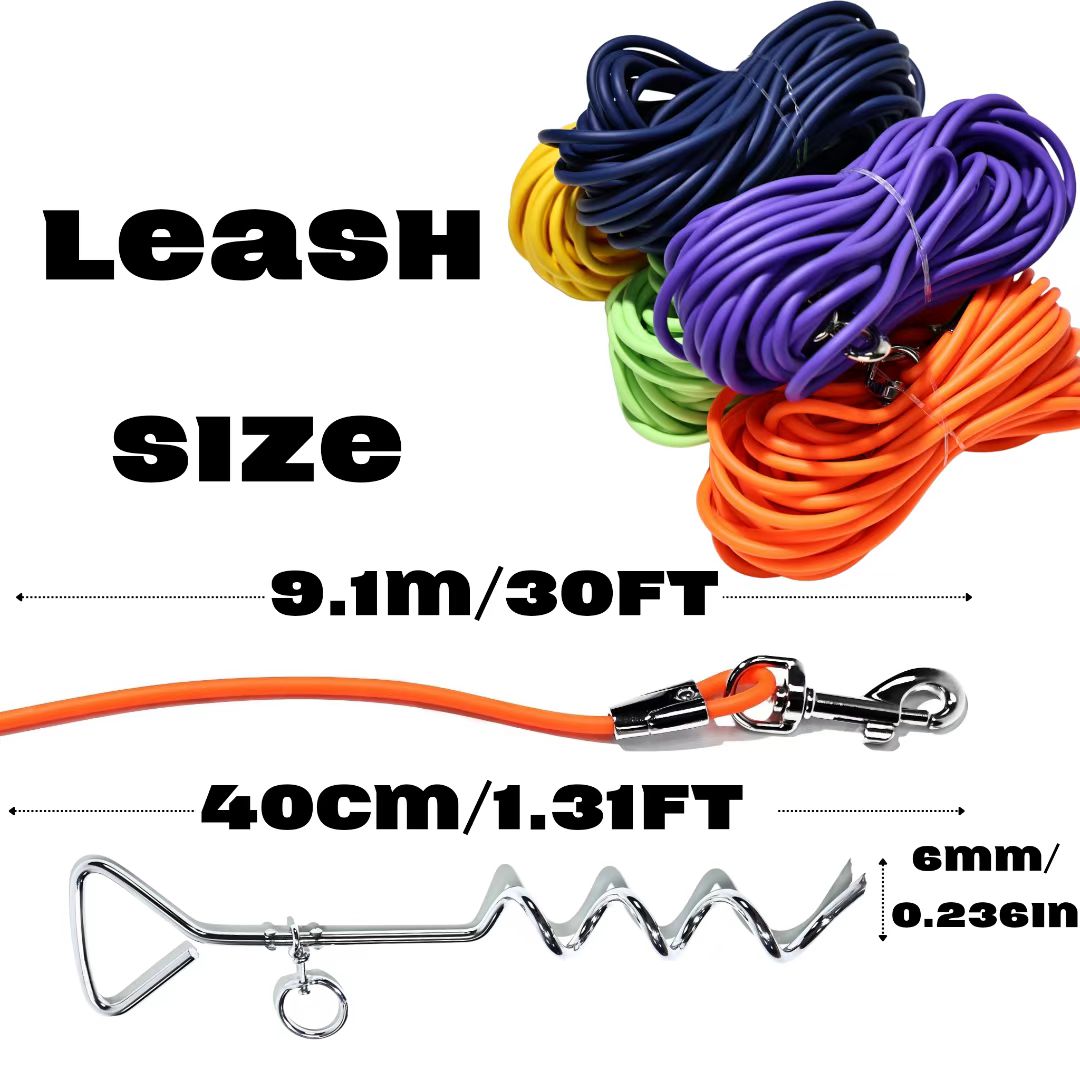30 ft Yard & Camping Tie-Out with Ground Stake
