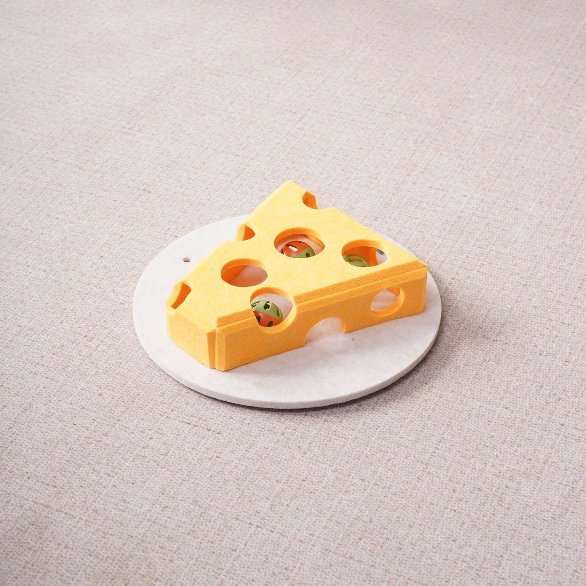 Cheese Wedge Cat Puzzle with Spring Teaser