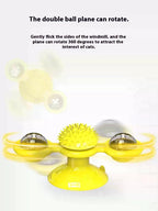 Spinning Windmill Cat Toy with Light-Up Ball