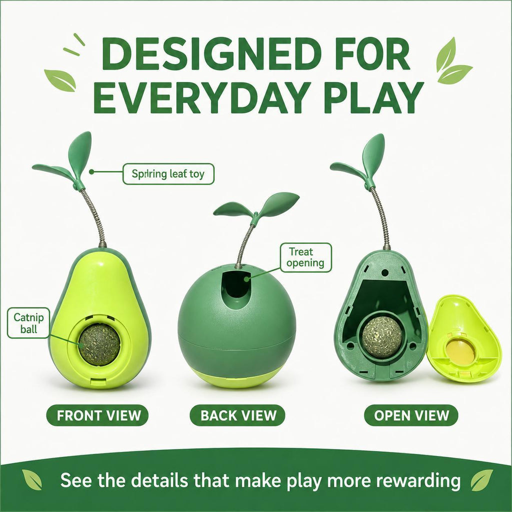 Avocado Wobble Cat Toy with Catnip Ball