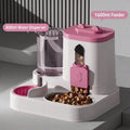 Pink gravity cat feeder and water station