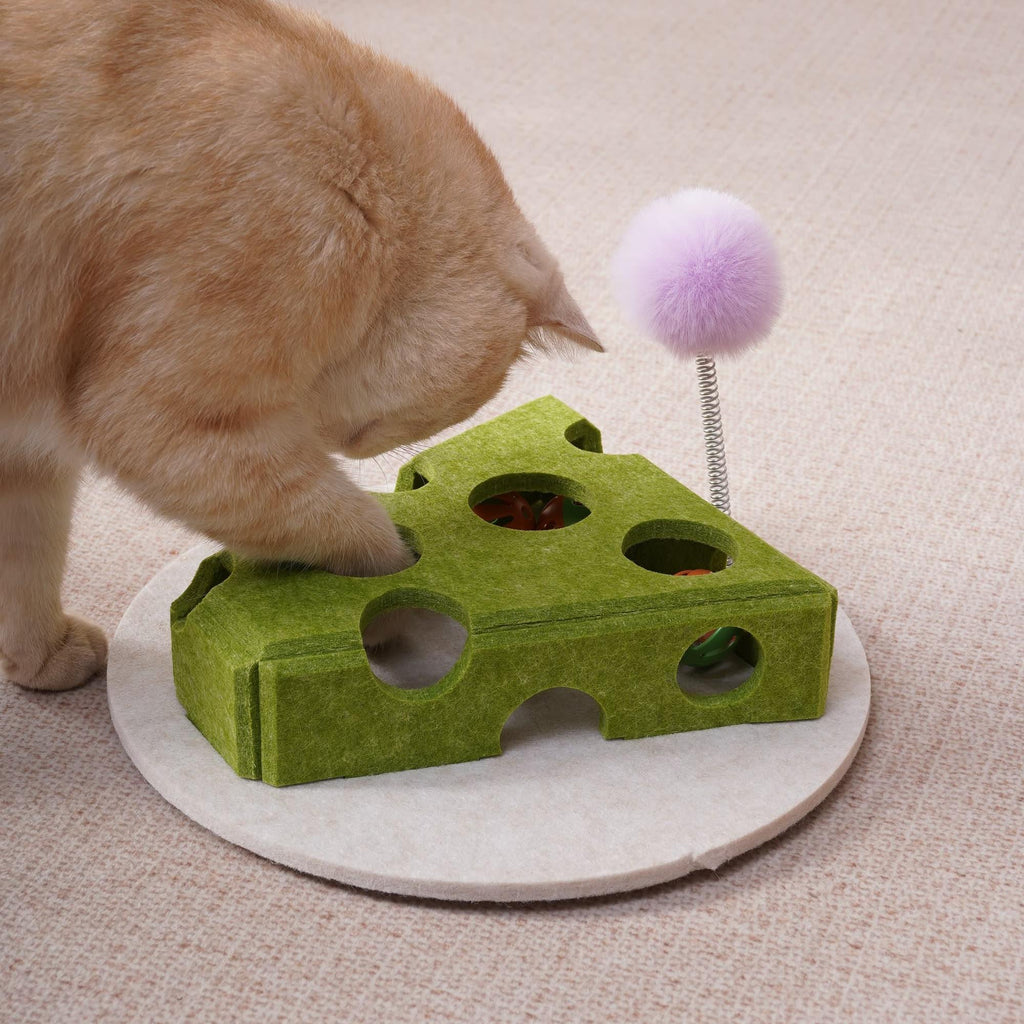 Cheese Wedge Cat Puzzle with Spring Teaser
