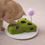 Cheese Wedge Cat Puzzle with Spring Teaser